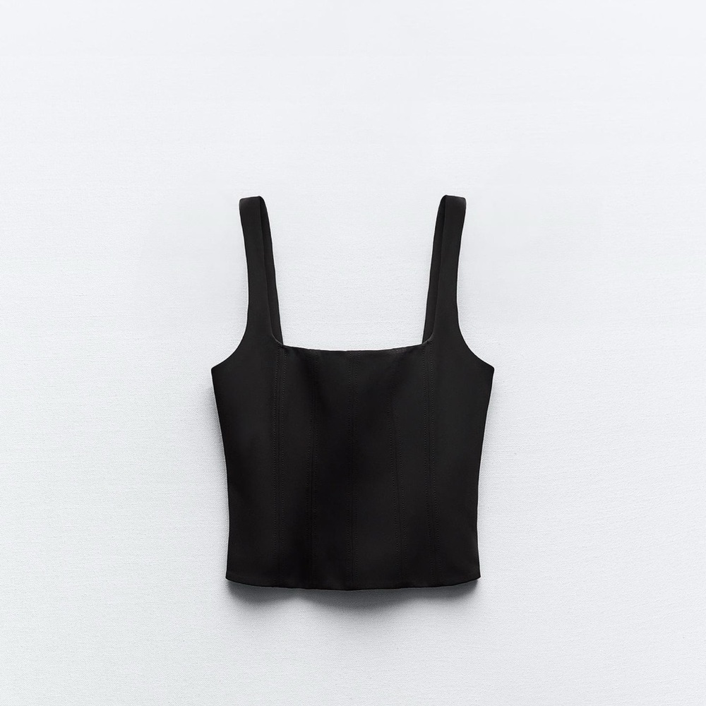 Zara Elegant Corset Black Crop Top